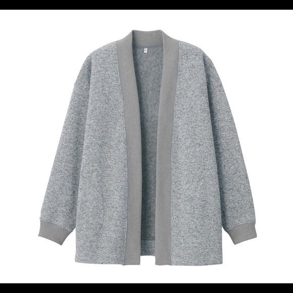 Muji Fleece Knit Wide Cardigan - Gray - XS-S - Picture 2 of 6